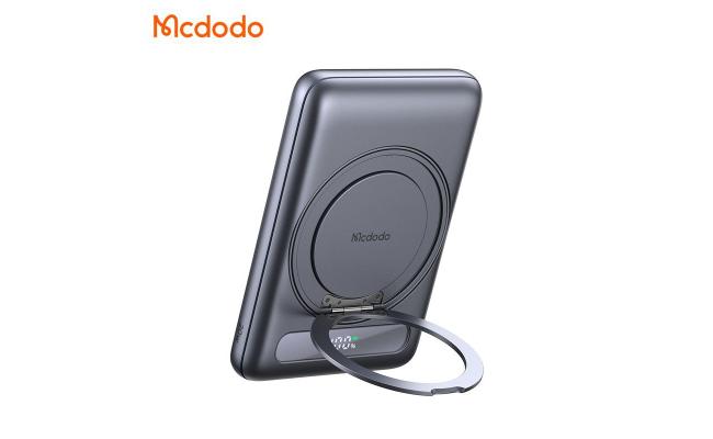 Mcdodo MC-8361 Magnetic Power Bank 5000mAh with Screen Slim Metal Rotating Stand 20W Fast Charging Design for Office/Home Use - Black